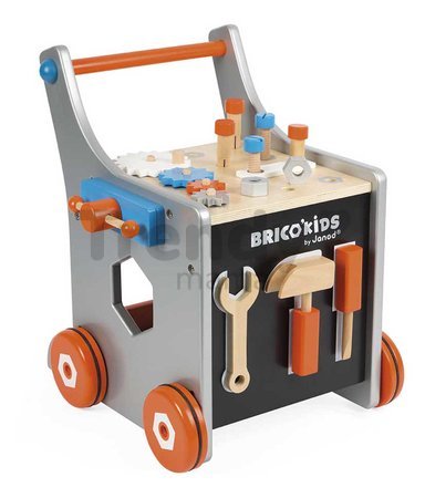 Drevené chodítko a vozík s náradím Magnetic DIY Trolley BricoKids Janod 25 dielov od 18 mes J06478