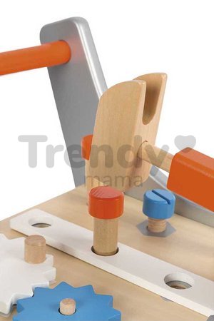 Drevené chodítko a vozík s náradím Magnetic DIY Trolley BricoKids Janod 25 dielov od 18 mes J06478