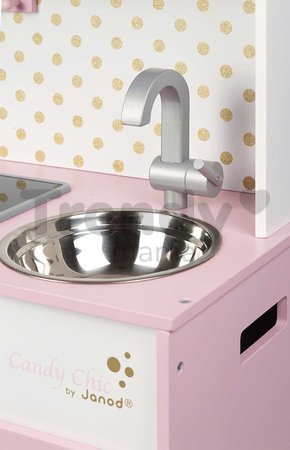 Drevená kuchynka Candy Chic Big Cooker Janod s retro dizajnom ružová 6 doplnkov J06554