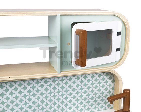 Drevená kuchynka Reverso Big Cooker Janod obojstranná s práčovňou 7 doplnkov J06594
