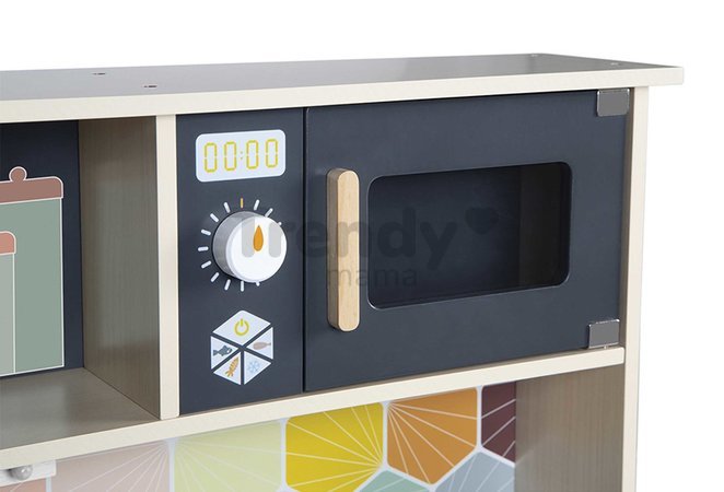 Drevená kuchynka Mozaic Big Cooker Janod s LED doskou a zvukovými efektmi 6 doplnkov J06609