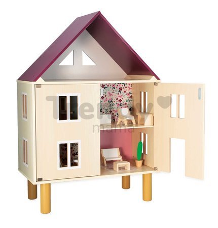Drevený domček pre bábiky Twist Doll's House Janod 3-poschodový 11 doplnkov