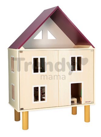 Drevený domček pre bábiky Twist Doll's House Janod 3-poschodový 11 doplnkov