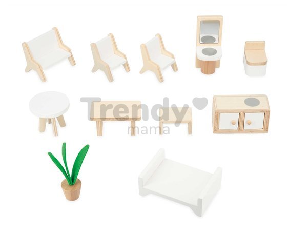 Drevený domček pre bábiky Twist Doll's House Janod 3-poschodový 11 doplnkov