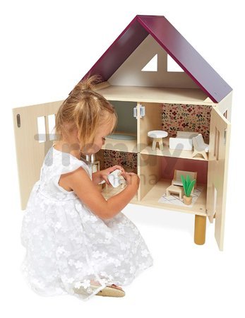 Drevený domček pre bábiky Twist Doll's House Janod 3-poschodový 11 doplnkov