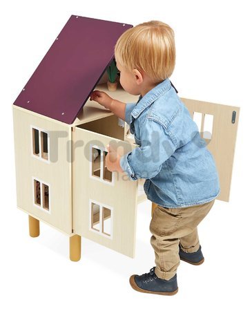 Drevený domček pre bábiky Twist Doll's House Janod 3-poschodový 11 doplnkov