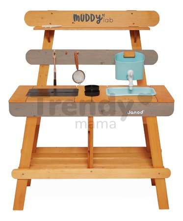 Vonkajšia drevená kuchynka Muddy Lab Outdoor Kitchen Janod 10 doplnkov J06632