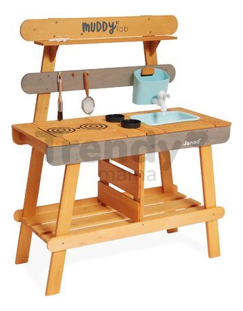 Vonkajšia drevená kuchynka Muddy Lab Outdoor Kitchen Janod 10 doplnkov J06632