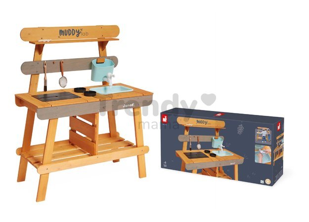 Vonkajšia drevená kuchynka Muddy Lab Outdoor Kitchen Janod 10 doplnkov J06632
