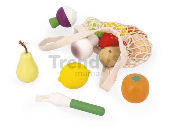 Drevená zelenina a ovocie v sieťke Fruits & Vegetables Net Shiny Grandma Janod 12 dielov J06639