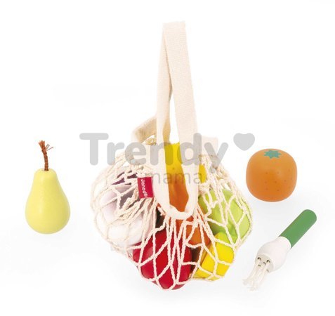 Drevená zelenina a ovocie v sieťke Fruits & Vegetables Net Shiny Grandma Janod 12 dielov J06639
