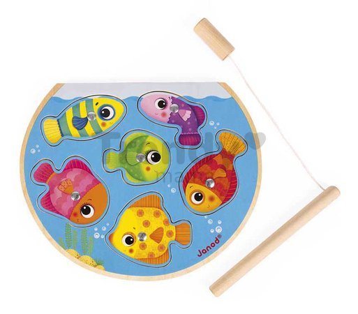 Drevené vkladacie puzzle Rybolov Speedy Fish Puzzle Janod 8 dielov od 18 mes J07088