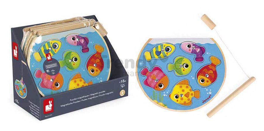 Drevené vkladacie puzzle Rybolov Speedy Fish Puzzle Janod 8 dielov od 18 mes J07088