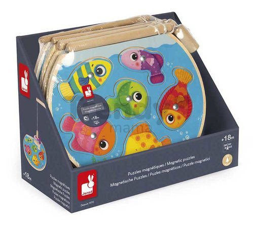Drevené vkladacie puzzle Rybolov Speedy Fish Puzzle Janod 8 dielov od 18 mes J07088
