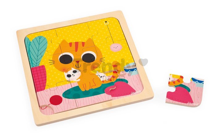 Drevené puzzle pre najmenších Trio Zvieratká Janod s predlohou 27 dielov od 18 mes J07113