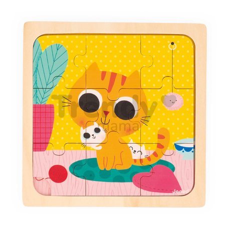 Drevené puzzle pre najmenších Trio Zvieratká Janod s predlohou 27 dielov od 18 mes J07113