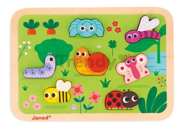 Drevené vkladacie puzzle pre najmenších Záhrada The Garden Chunky Puzzle Janod 7 dielov od 18 mes