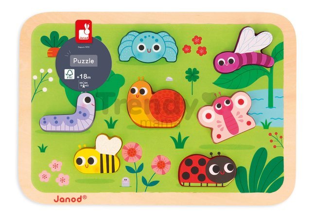 Drevené vkladacie puzzle pre najmenších Záhrada The Garden Chunky Puzzle Janod 7 dielov od 18 mes