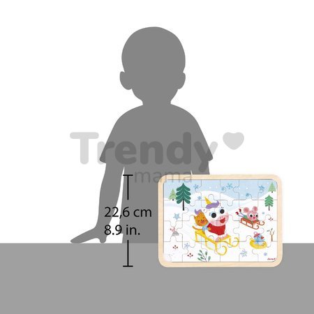 Drevené puzzle Sánkovačka Mountain Janod hľadanie rozdielov s predlohou 24 dielov J07127