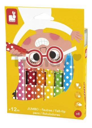 Prvé fixky Jumbo Felt-Tip Pens Janod 6 farieb od 12 mes J07402