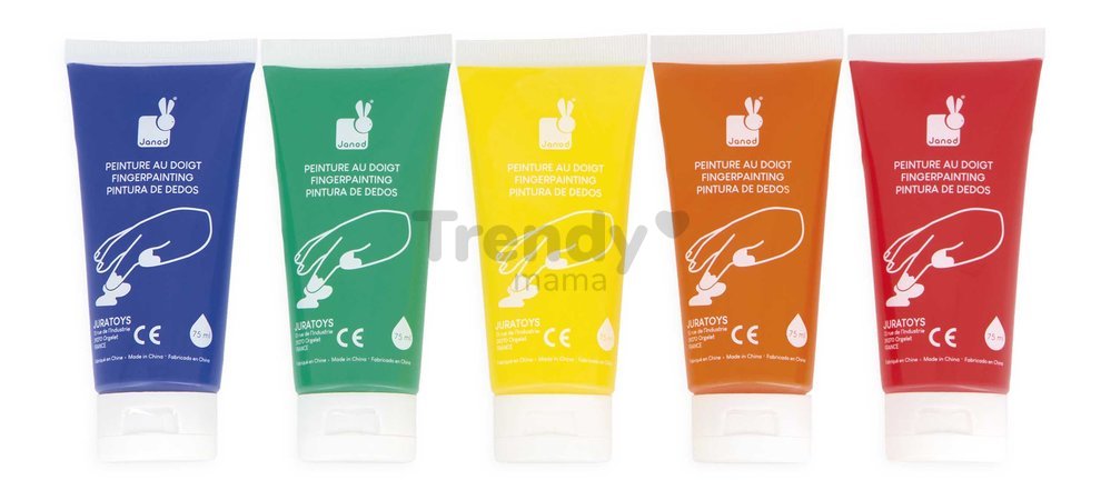 Prstové farby Fingerpainting Janod 5 farieb od 12 mes J07403