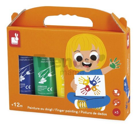 Prstové farby Fingerpainting Janod 5 farieb od 12 mes J07403