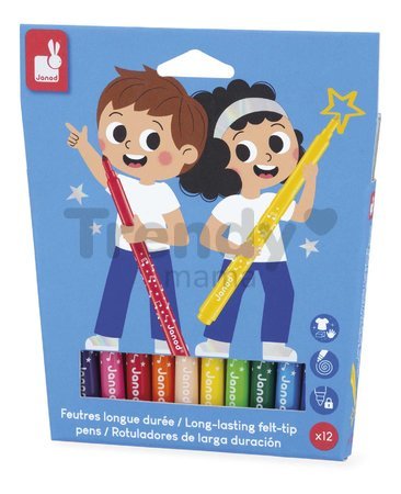 Fixky Long-Lasting Felt-Tip Pens Janod 12 farieb J07406