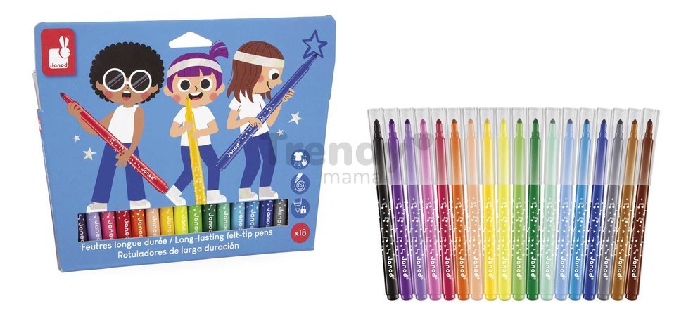 Fixky Long-Lasting Felt-Tip Pens Janod 18 farieb J07407