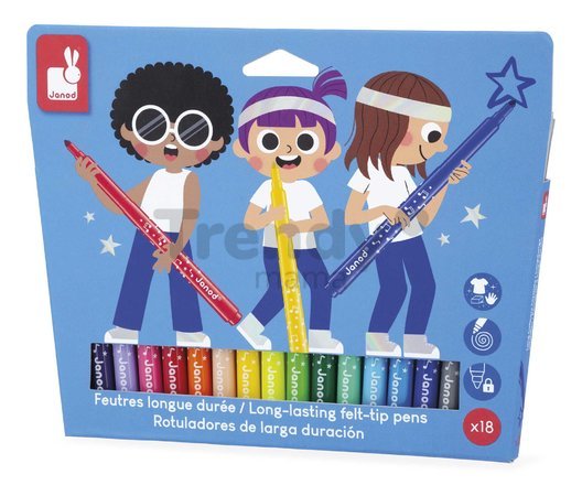 Fixky Long-Lasting Felt-Tip Pens Janod 18 farieb J07407