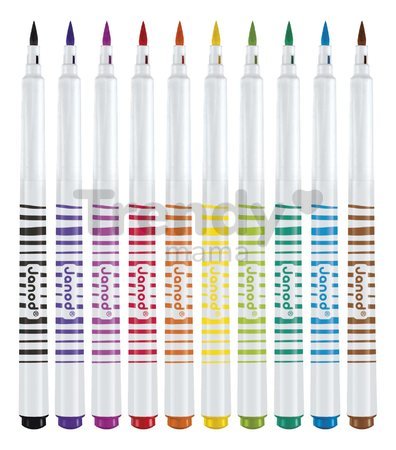Fixky s mäkkým hrotom Brush Felt-tip Pens Janod 10 farieb J07411