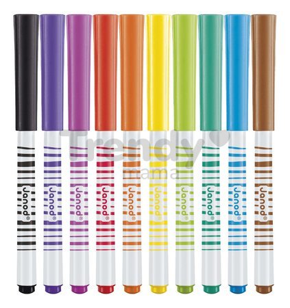 Fixky s mäkkým hrotom Brush Felt-tip Pens Janod 10 farieb J07411