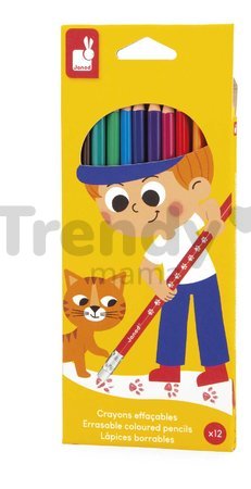 Farbičky s gumou Errasable Coloured Pencils Janod 12 farieb J07414