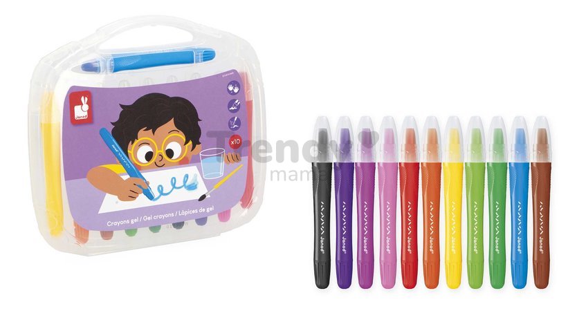 Gélové pastelky Gel Crayons Janod umývateľné 10 farieb J07416