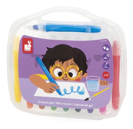 Gélové pastelky Gel Crayons Janod umývateľné 10 farieb J07416