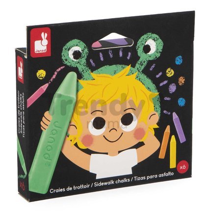 Farebné kriedy na chodník Sidewalk Chalks Janod 6 farieb J07417