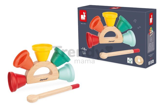 Drevený hudobný nástroj zvončeky Handbell Gioia Janod od 18 mes J07638