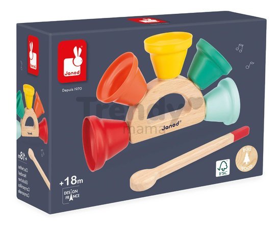 Drevený hudobný nástroj zvončeky Handbell Gioia Janod od 18 mes J07638