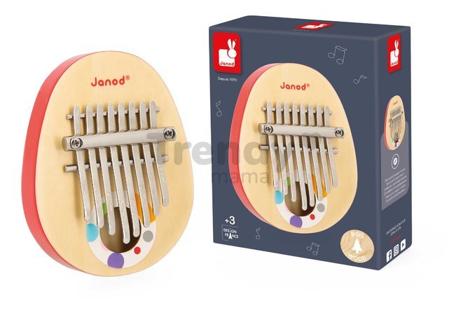Drevený hudobný nástroj kalimba Confetti Janod 8 kovových klávesov J07642