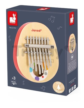 Drevený hudobný nástroj kalimba Confetti Janod 8 kovových klávesov J07642