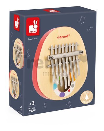 Drevený hudobný nástroj kalimba Confetti Janod 8 kovových klávesov J07642