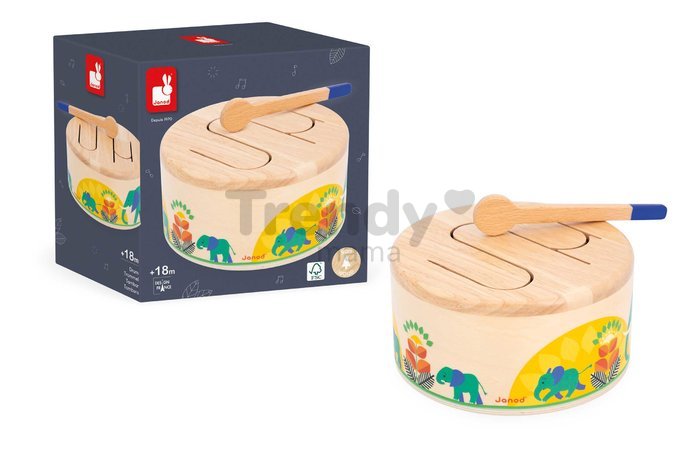 Drevený hudobný nástroj bubon Drum Gioia Janod od 18 mes J07650