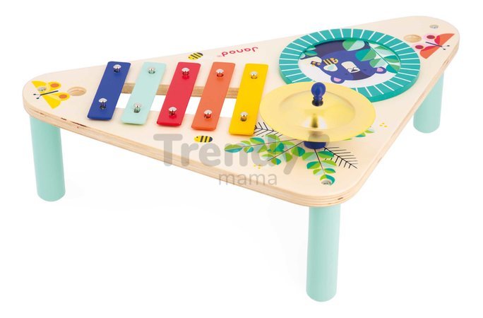 Drevený hudobný stolík Musical Table Gioia Janod xylofón bubon a činely od 12 mes J07655