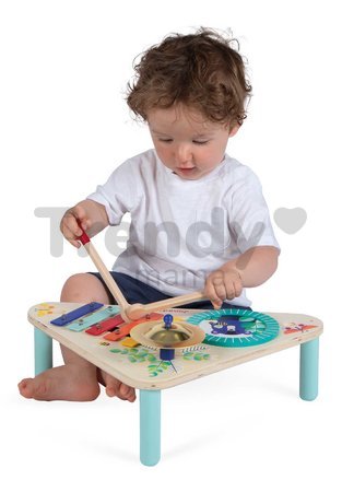 Drevený hudobný stolík Musical Table Gioia Janod xylofón bubon a činely od 12 mes J07655