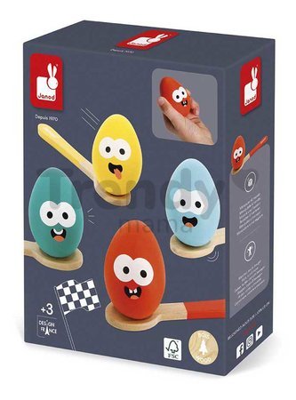 Športová hra Preteky s vajíčkom Egg and Spoon Race Janod pre 4 hráčov J07729