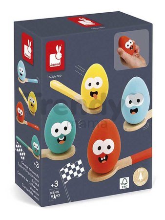 Športová hra Preteky s vajíčkom Egg and Spoon Race Janod pre 4 hráčov J07729