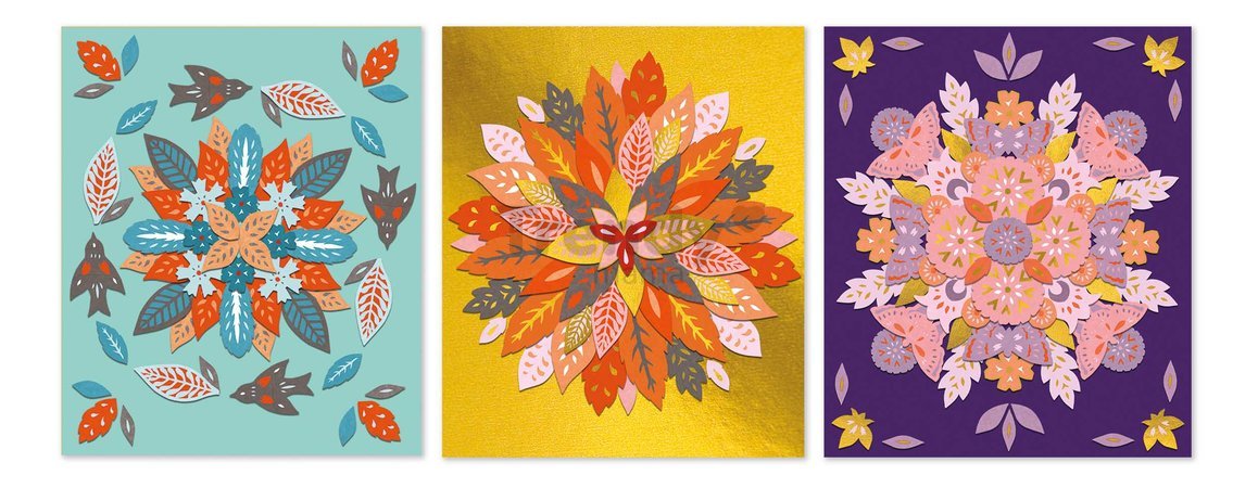 Mini kreatívna sada Mandala Jesenná príroda Nature Mandalas Atelier Janod na vytvorenie 3 obrazov od 7 rokov J07755