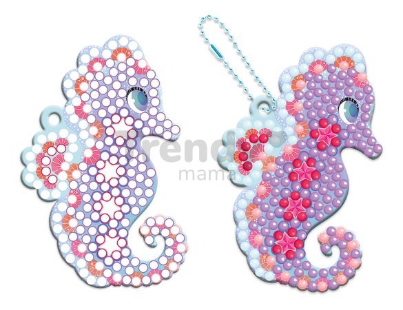 Midi kreatívna sada Magický oceán Magic Ocean Diamond Key Rings Atelier Janod trblietavé obrázky s kryštálikmi 700 mini kamienkov od 7 rokov J07793