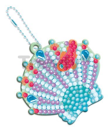 Midi kreatívna sada Magický oceán Magic Ocean Diamond Key Rings Atelier Janod trblietavé obrázky s kryštálikmi 700 mini kamienkov od 7 rokov J07793