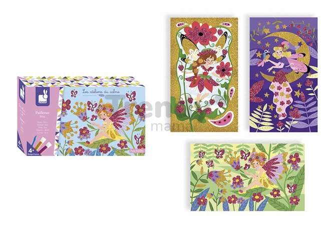 Midi kreatívna sada farebný piesok Víly Glitter Fairies Atelier Janod 6-dielna od 4 rokov J07806