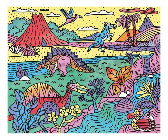 Maxi kreatívna sada Maľovanie Dinosaurus Magic Painting Dinosaur Atelier Janod 6 magických malieb od 6 rokov J07873